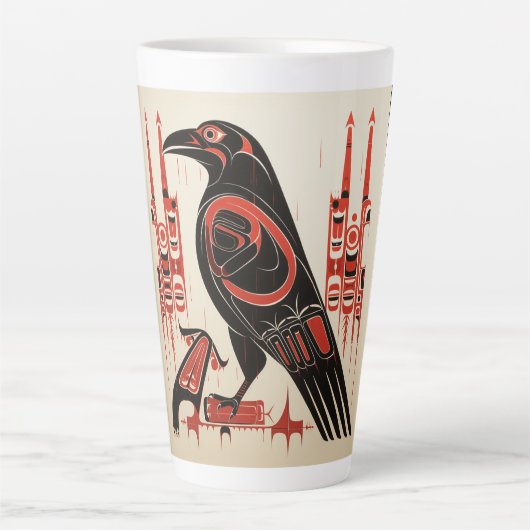 Salish inheemse pacific noordwestelijke kunststijl latte mok (Voorkant)