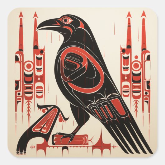 Salish inheemse pacific noordwestelijke kunststijl vierkante sticker (Voorkant)