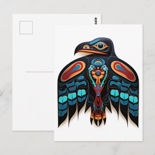 Salish raven totem briefkaart (Voorkant / Achterkant)