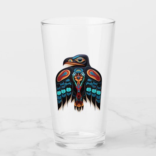 Salish raven totem glas (Voorkant)