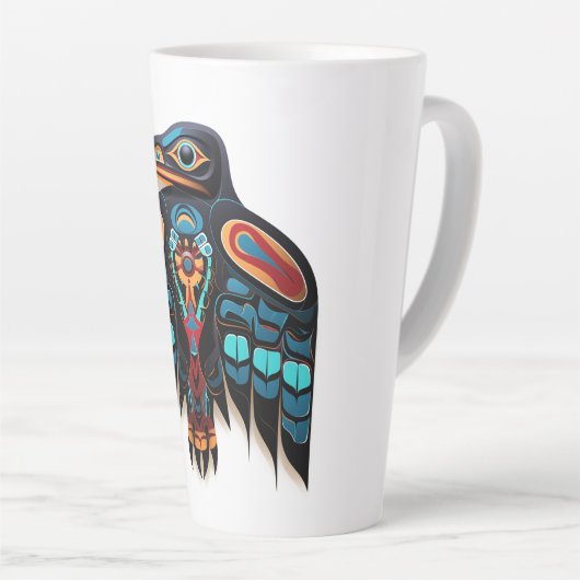 Salish raven totem latte mok (Rechterhoek)