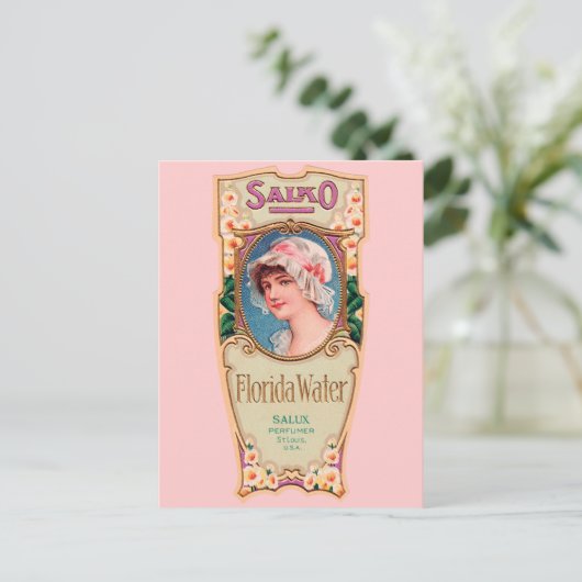  Salko Florida Water Perfume Label Briefkaart (Staand voorkant)