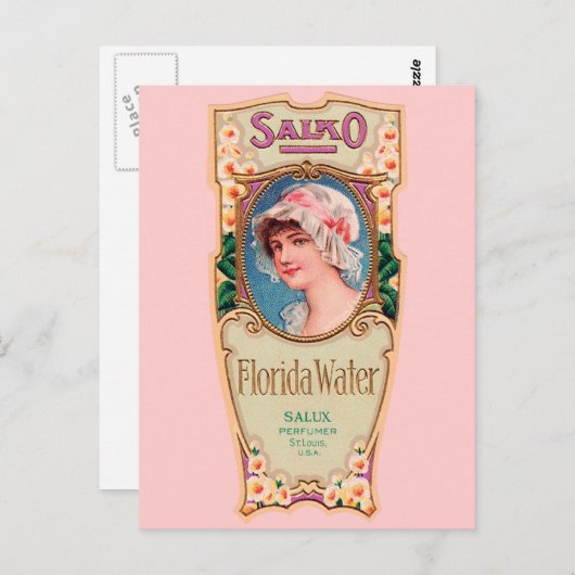  Salko Florida Water Perfume Label Briefkaart (Voorkant / Achterkant)