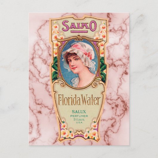  Salko Florida Water Perfume Label Briefkaart (Voorkant)