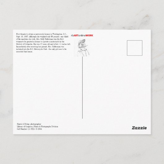 Sally en Her Harley Briefkaart (Achterkant)