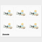 Sally en Spot jaren 50 Illustratie Vierkante Sticker (Vel)