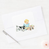 Sally en Spot jaren 50 Illustratie Vierkante Sticker (Envelop)