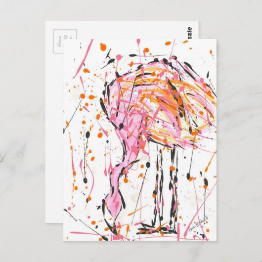 Sally Flamingo Briefkaart (Voorkant / Achterkant)