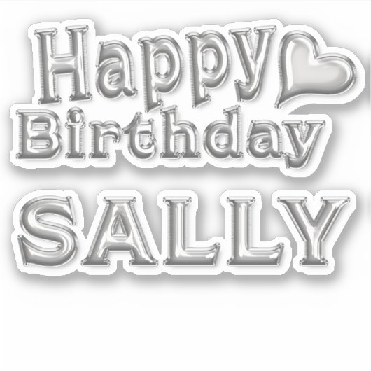 Sally Happy Birthday silver Aufkleber Sticker (Voorkant)