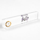 Sally, Name, Logo, Desk Name Bord with Clock. Naambordje