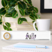Sally, Name, Logo, Desk Name Bord with Clock. Naambordje