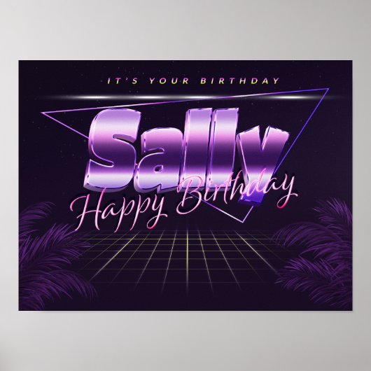 Sally Name Vorname retro Poster Geburtstag (Voorkant)