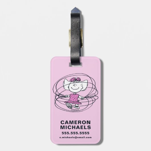 Sally Spelling sprinkphoek Bagagelabel (Achterkant verticaal)