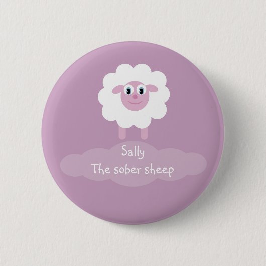 Sally the sober schaap badge/button ronde button 5,7 cm (Voorkant)