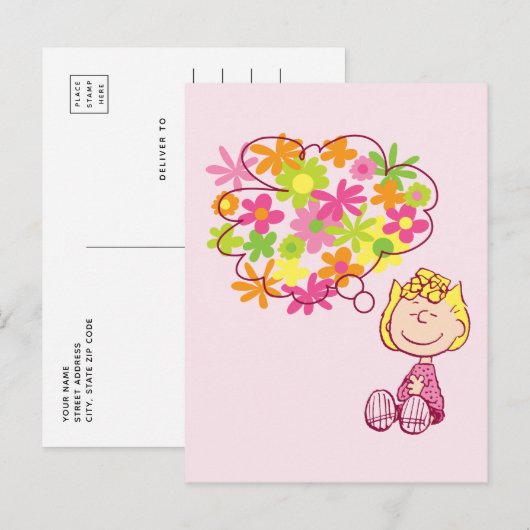 Sally Thinking of Flowers Briefkaart (Voorkant / Achterkant)