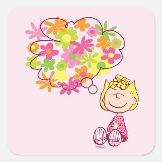 Sally Thinking of Flowers Vierkante Sticker (Voorkant)