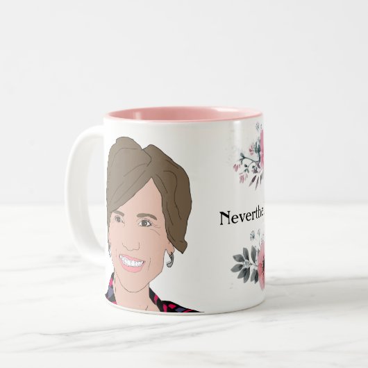 Sally Yates, "Desondanks, ze bleef doorgaan" Tweekleurige Koffiemok (Voorkant links)