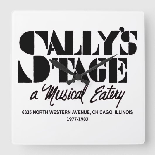 Sally's Stage Restaurant, Chicago, IL Vierkante Klok (Voorkant)