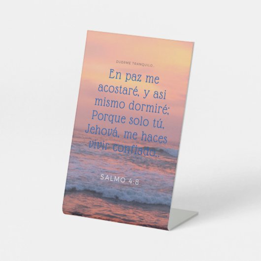 salmo 4:8 reclamebord met voetstuk (Voorkant)