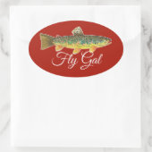 Salmo Trutta Vlieg Vliegen Dames Ovale Sticker (Tas)