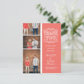  Salmon 3 foto bruiloft Bedankt Post Kaart (Staand voorkant)