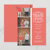  Salmon 3 foto bruiloft Bedankt Post Kaart (Voorkant / Achterkant)