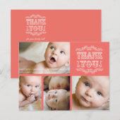  Salmon 4 Foto Baby Bedankt Post Kaart (Voorkant / Achterkant)