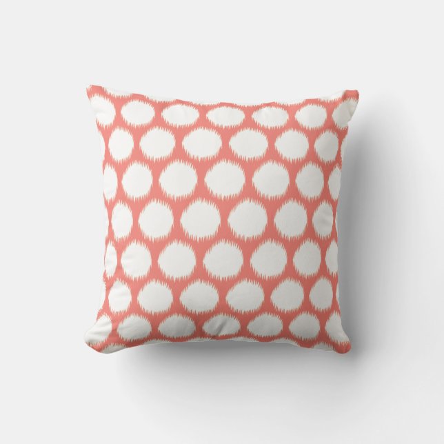 Salmon Asian Moods Ikat Stippen Kussen (Voorkant)