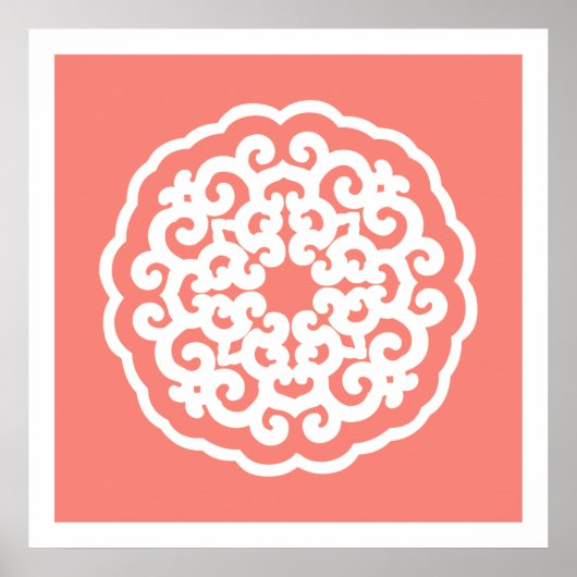 Salmon Asian Moods Mandalla Poster (Voorkant)