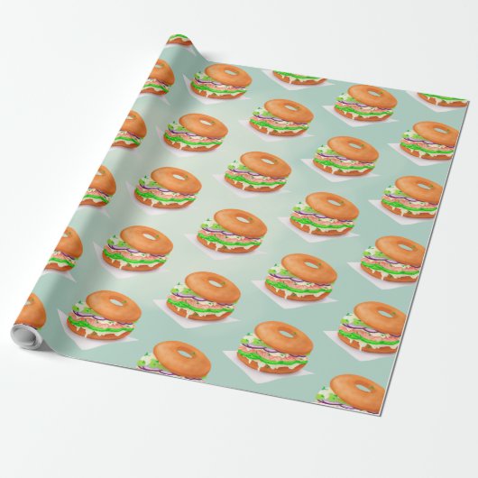 Salmon Bagels Cadeaupapier (Uitgerold)