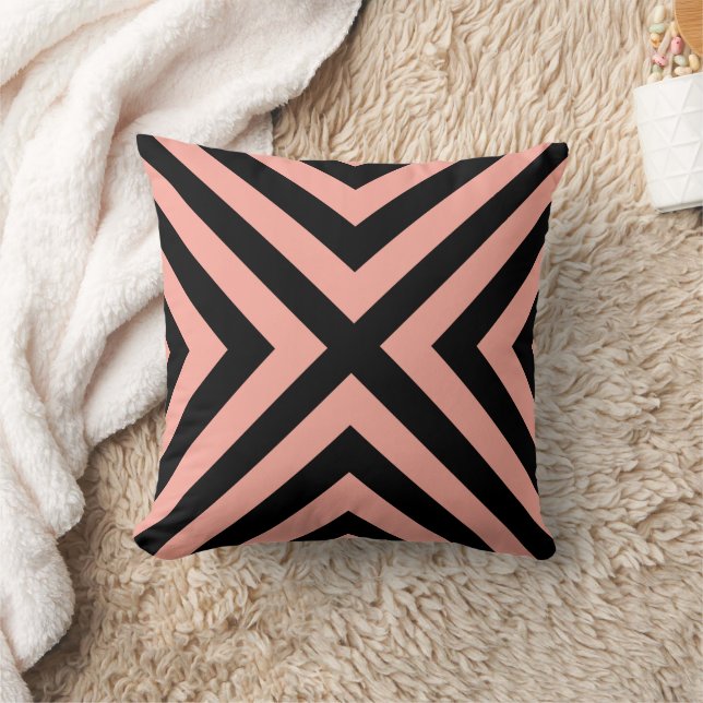 Salmon Black Geometric Decorative Sierkussen (Deken)