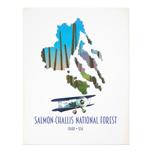 Salmon-Challis National Forest kaart Foto Afdruk (Voorkant)