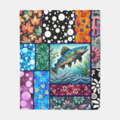 Salmon Crazy Quilt Floral Whimsical Colorful Fleece Deken (Voorkant)