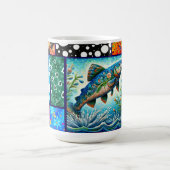 Salmon Crazy Quilt Floral Whimsical Colorful Koffiemok (Center)