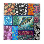 Salmon Crazy Quilt Floral Whimsical Colorful Tegeltje (Voorkant)