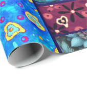 Salmon Crazy Quilt Floral Whimsical Decoupage Cadeaupapier (Rol Hoek)