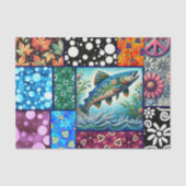 Salmon Crazy Quilt Floral Whimsical Decoupage Tissuepapier (Voorkant)