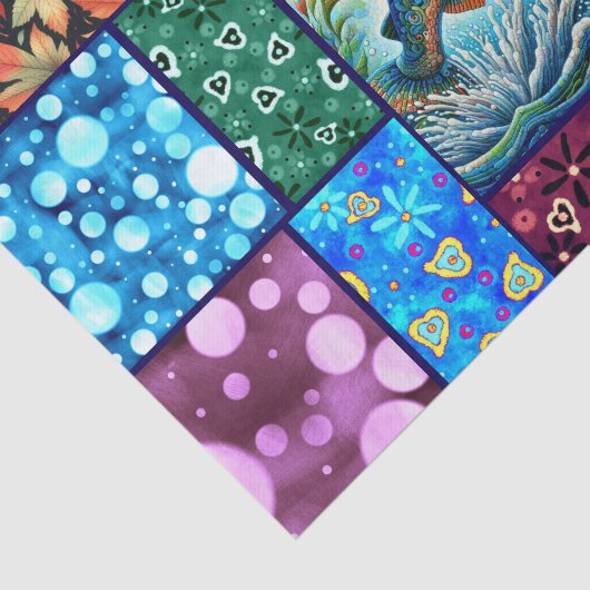 Salmon Crazy Quilt Floral Whimsical Decoupage Tissuepapier (Detail)