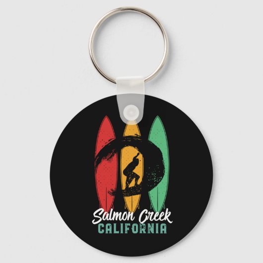 Salmon Creek California Beach Retro Surfing Sleutelhanger (Voorkant)