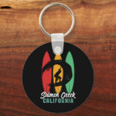 Salmon Creek California Beach Retro Surfing Sleutelhanger (Voorkant)
