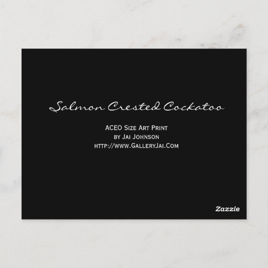 Salmon Crested Cockatau ACEO Art Trading Card Briefkaart (Achterkant)