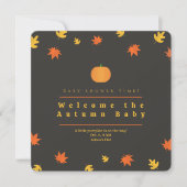 Salmon Fall Leaves Baby Shower Invitation Kaart (Voorkant)