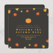 Salmon Fall Leaves Baby Shower Invitation Kaart (Voorkant / Achterkant)