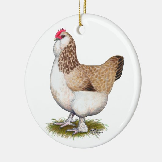 Salmon Faverolle Hen Keramisch Ornament (Links)