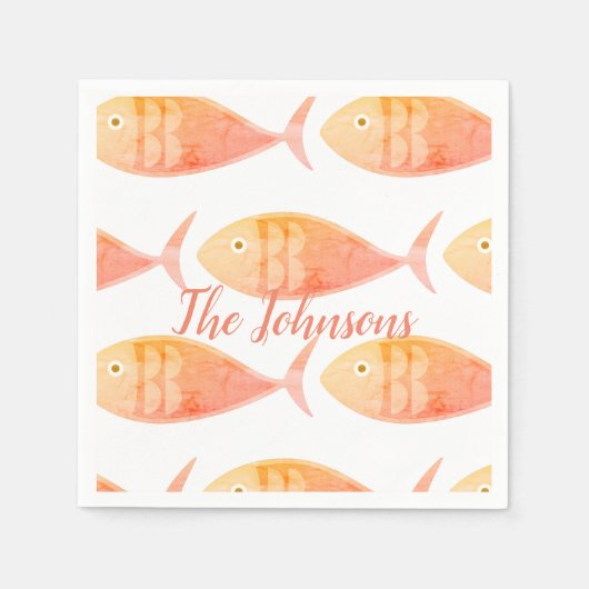 Salmon Fish Group Napkins Servet (Voorkant)