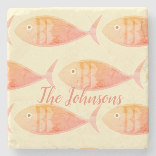 Salmon Fish Group Stenen Onderzetter (Voorkant)