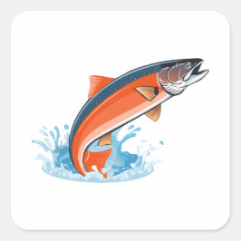 Salmon fish vierkante sticker