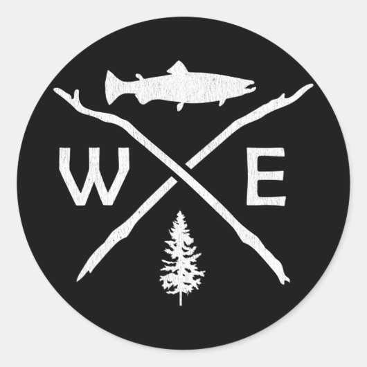 Salmon Fishing Compass Forest King Salmon Ronde Sticker (Voorkant)
