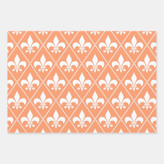 Salmon Fleur de Lis Inpakpapier Vel (Voorkant 3)
