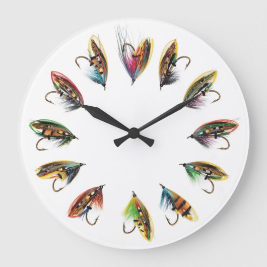 Salmon fly wall clock grote klok (Voorkant)